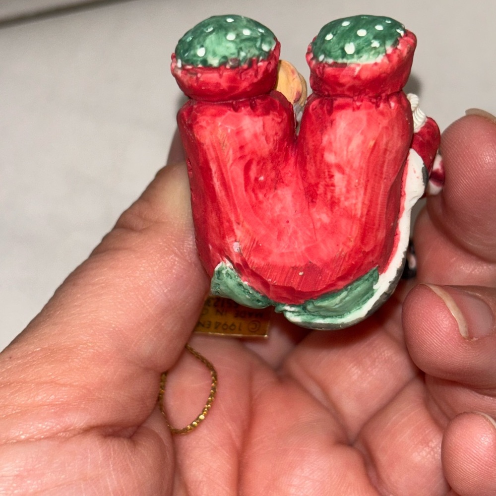 Vintage 1994 Enesco Mary's Moo Moos Baby Cow Ornament with Candy Cane - Picture 6 of 6